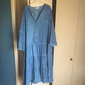 Blue Tiered Bell Sleeve Sundress